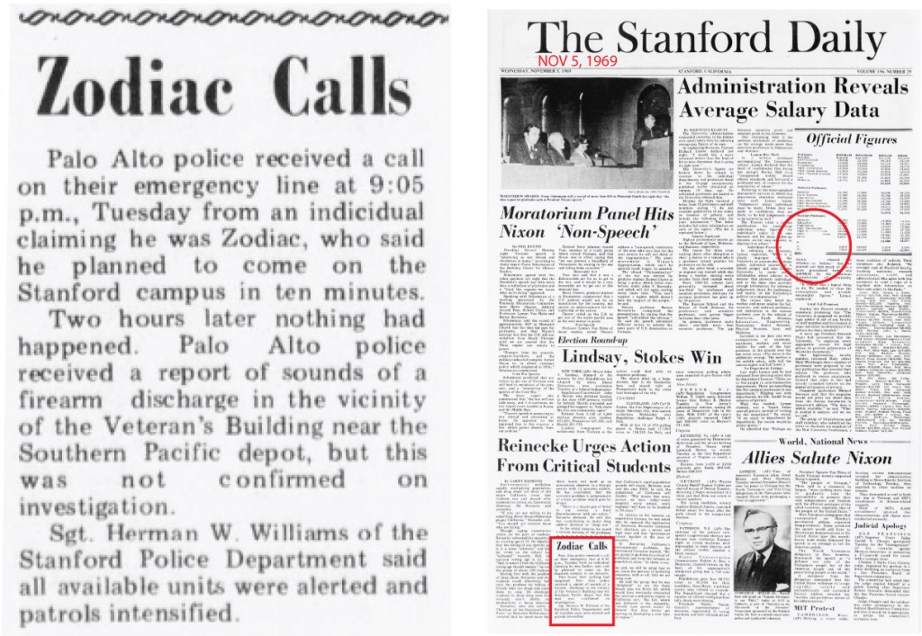 Zodiac Calls Nov 5, 1969